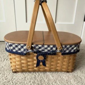 Vintage 2004 Longaberger Blue Ribbon Collection Crafting Basket